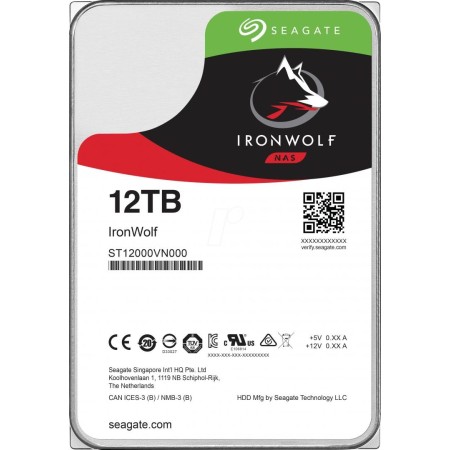 HDD NAS SEAGATE IronWolf 12TB CMR, 3.5", 256MB, 7200RPM, SATA, Rescue Services 3 ani, TBW: 180