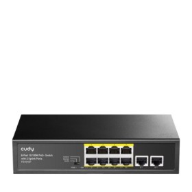 CUDY 8-Port 10/100M PSE RJ-45  +2 RJ45 10/100M Uplink Port Unmanaged PoE+ Switch, CCTV/VLAN/Watchdog ON/OFF Switch(New version),