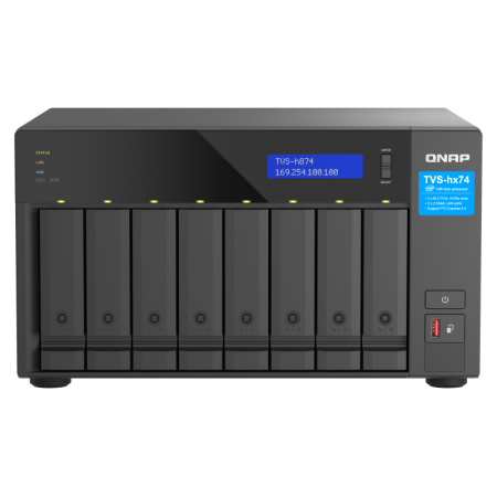 NAS QNAP H874 8-Bay, CPU Intel® Core™ i5-12400 6-core 12-thread Processor, up to 4.4GHz, RAM 32GB (2x 16GB) DDR4 SODIMM (Max. 12