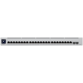 Ubiquiti Layer 3 switch with (24) 10GbE RJ45 ports and (2) 25G SFP28 ports