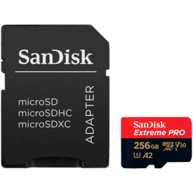 SanDisk Extreme PRO microSDXC 256GB + SD Adapter + 2 years RescuePRO Deluxe up to 200MB/s & 140MB/s Read/Write speeds A2 C10 V30